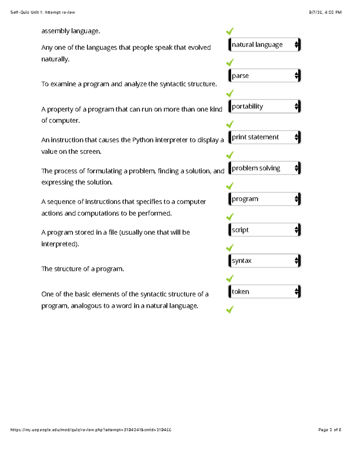 Cs 1101 Self-Quiz Unit 1: Attempt Review - Assembly Language. Any One ...