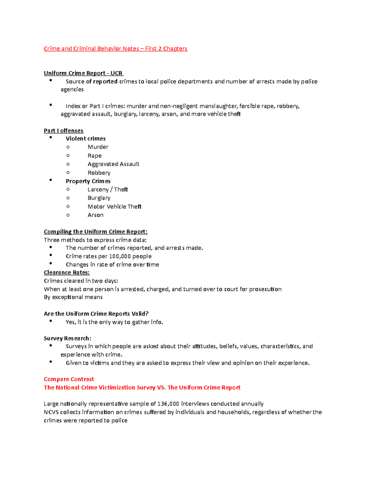Crime and Criminal Behavior Notes First 2 Chapters - Crime and Criminal ...