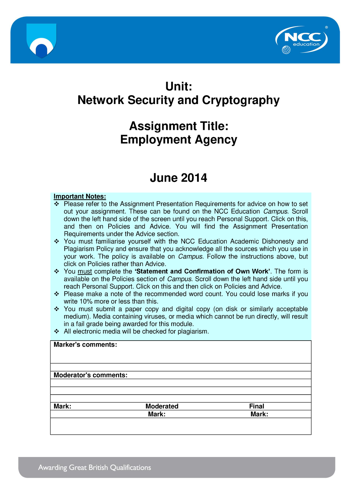 nsc assignment form