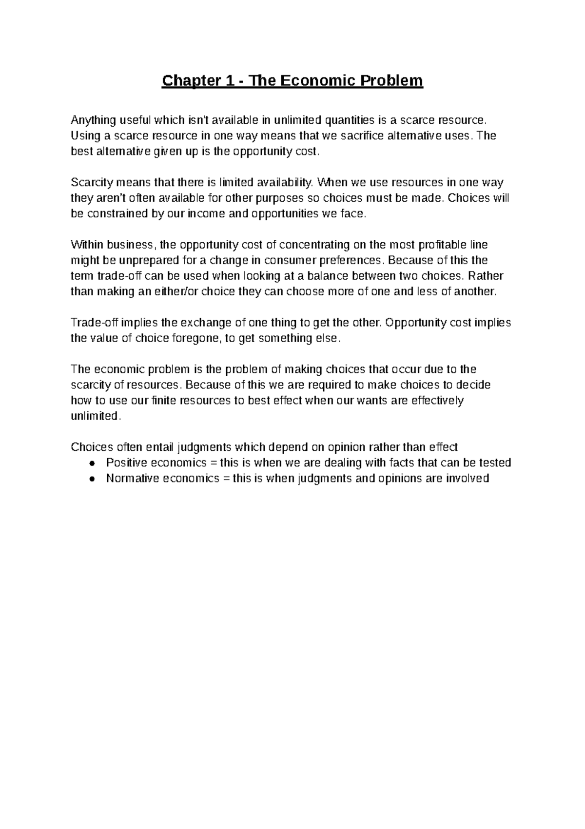 Theme 1 Notes - A Level Economics - Google Docs - Chapter 1 - The ...