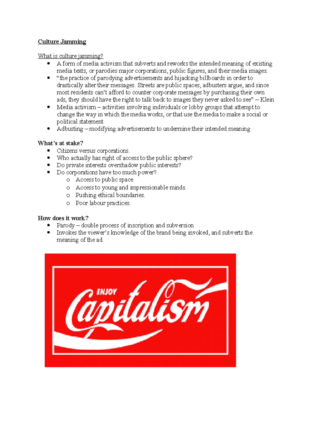 culture jamming essay