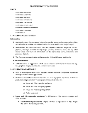 Multimedia systems - lecture notes - Multimedia Systems Algorithms and ...