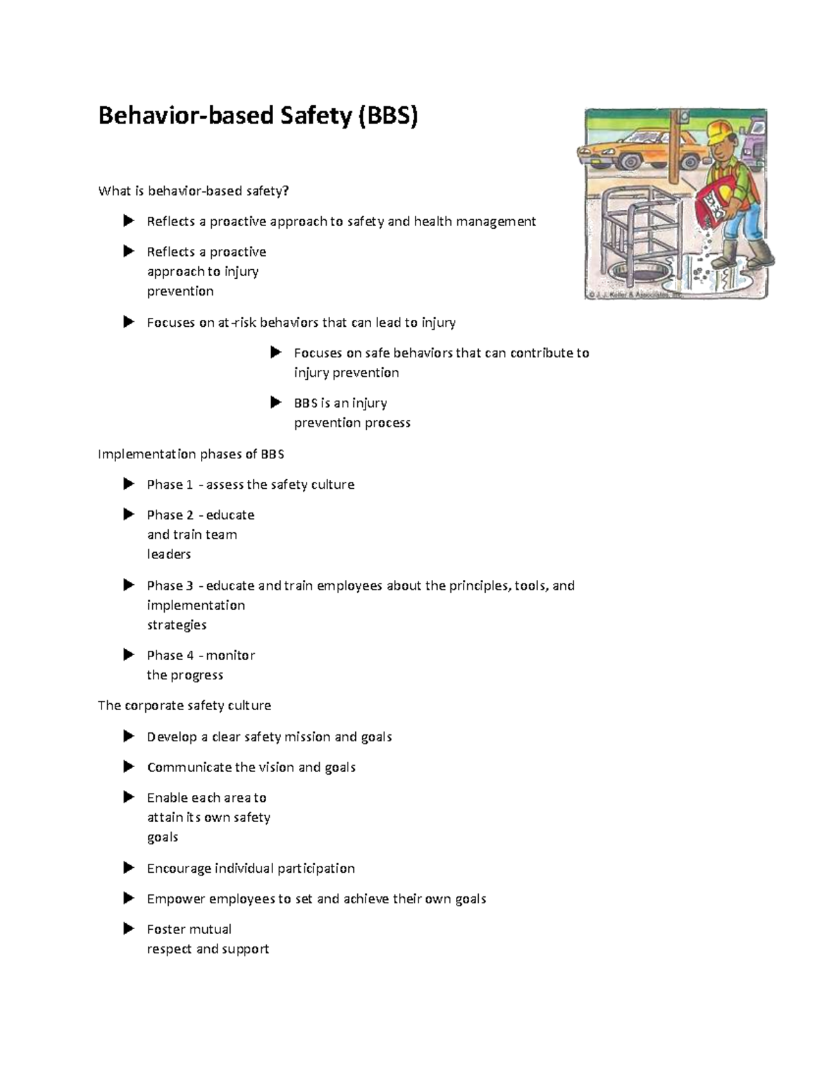 Behavior-based Safety (BBS) - Focus intervention on observable behavior ...