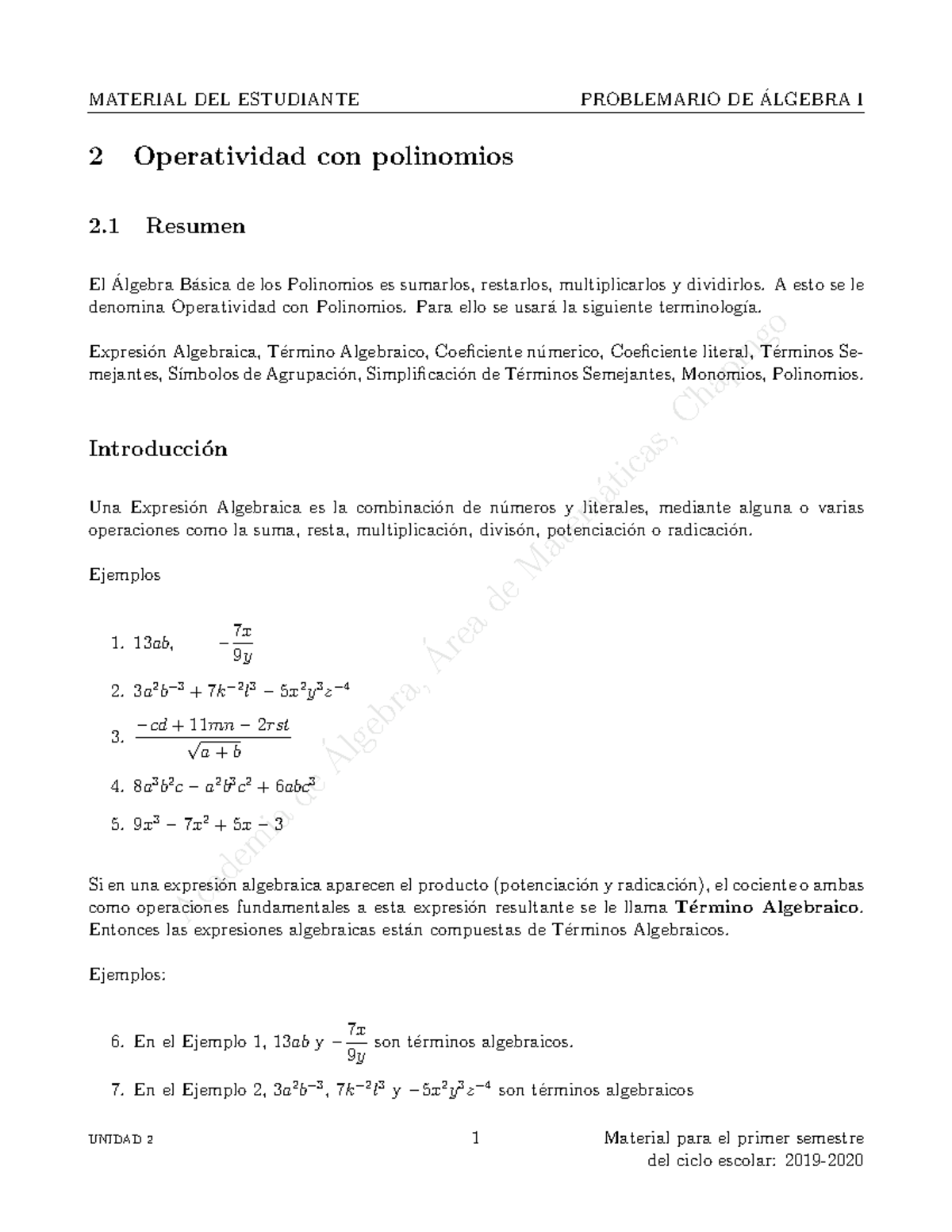 Problemario Álgebra I (Unidad 2) - Academia De ́ Algebra, ́ Area De ...