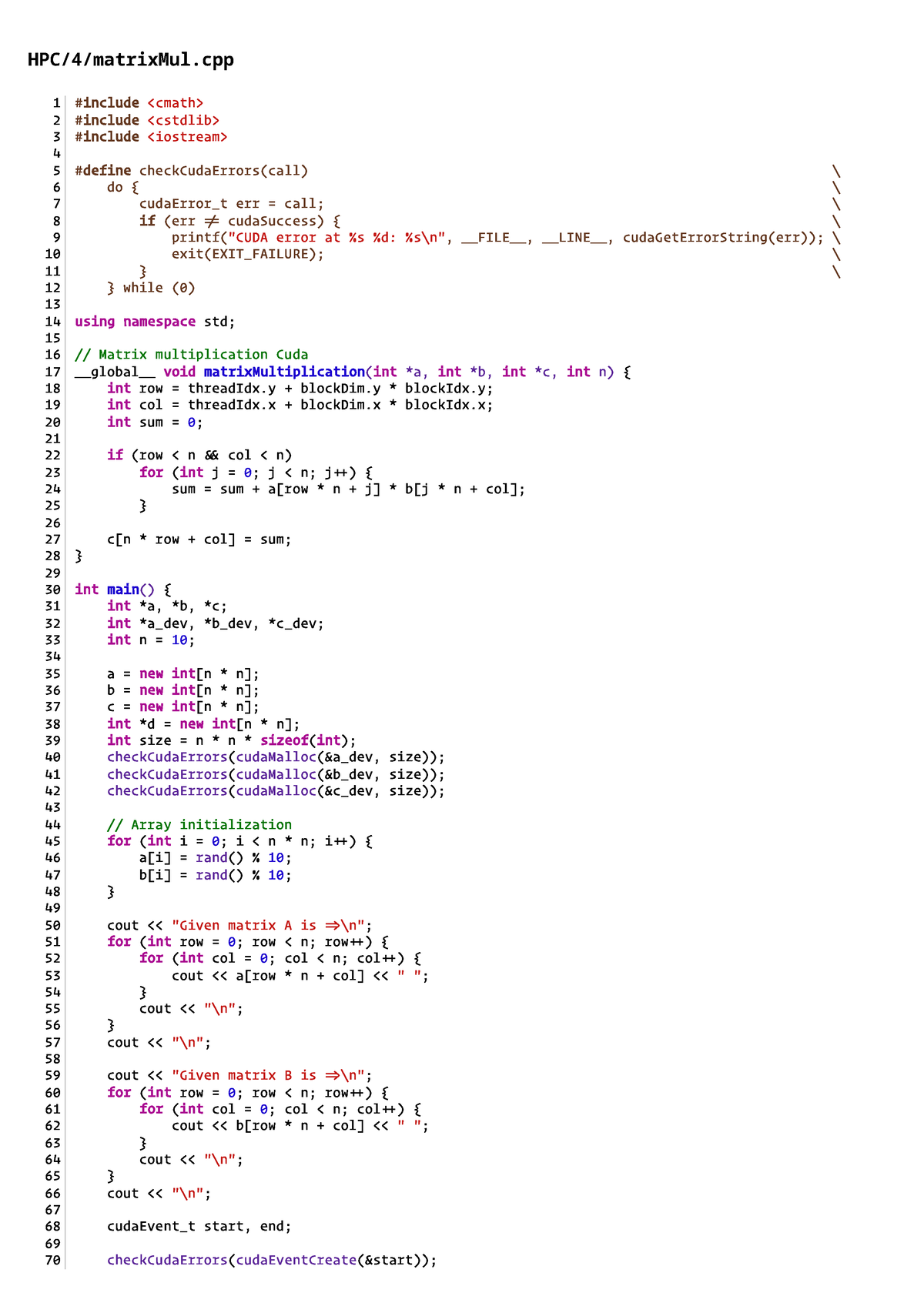 Matrix multiplication - can use Randon function to assign values 38 for ...