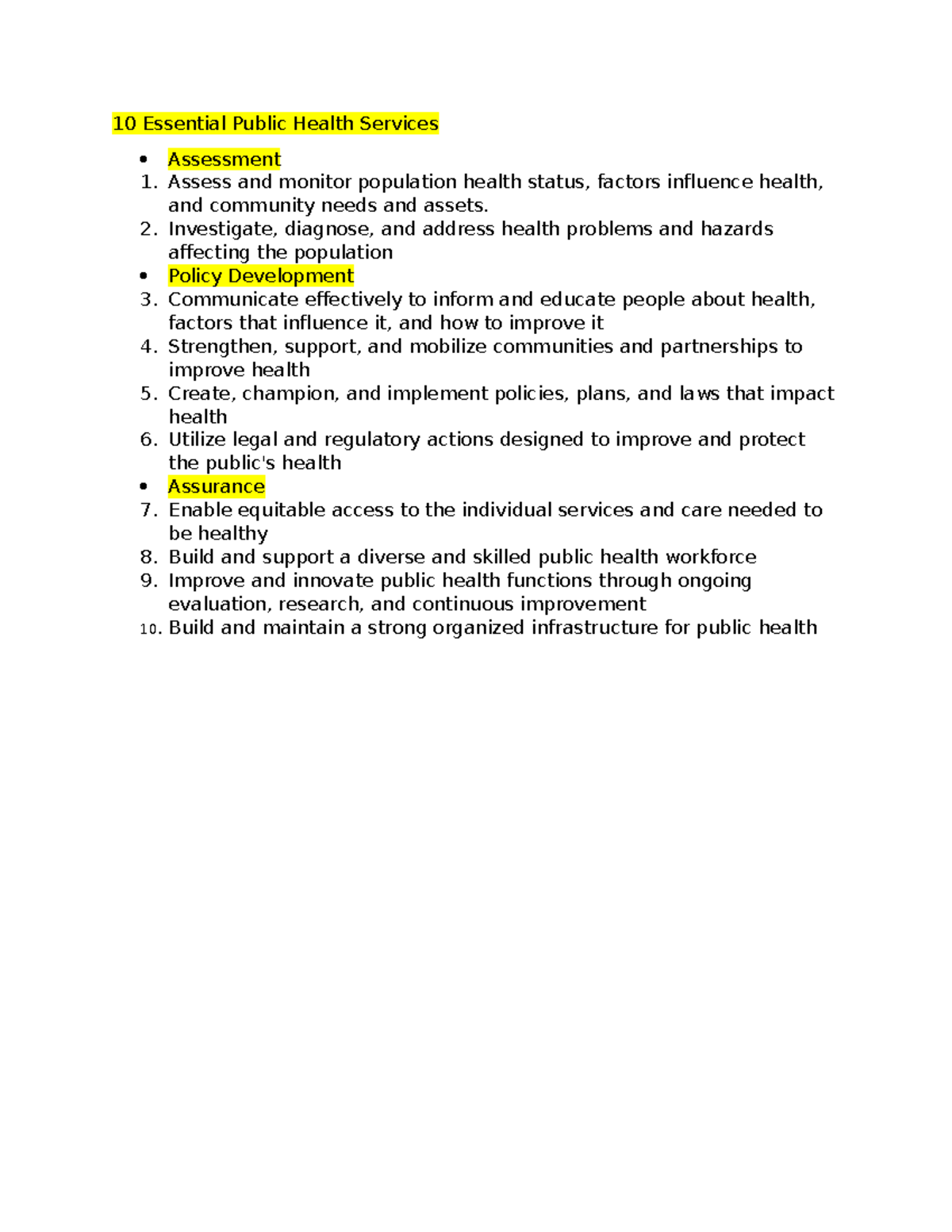 10 essential public health services - 10 Essential Public Health ...
