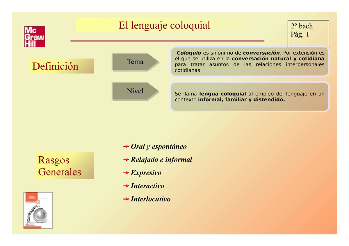 Lenguaje coloquial - el coloquio utilizado en la comunicación natural y  cotidiana - Definición - Studocu