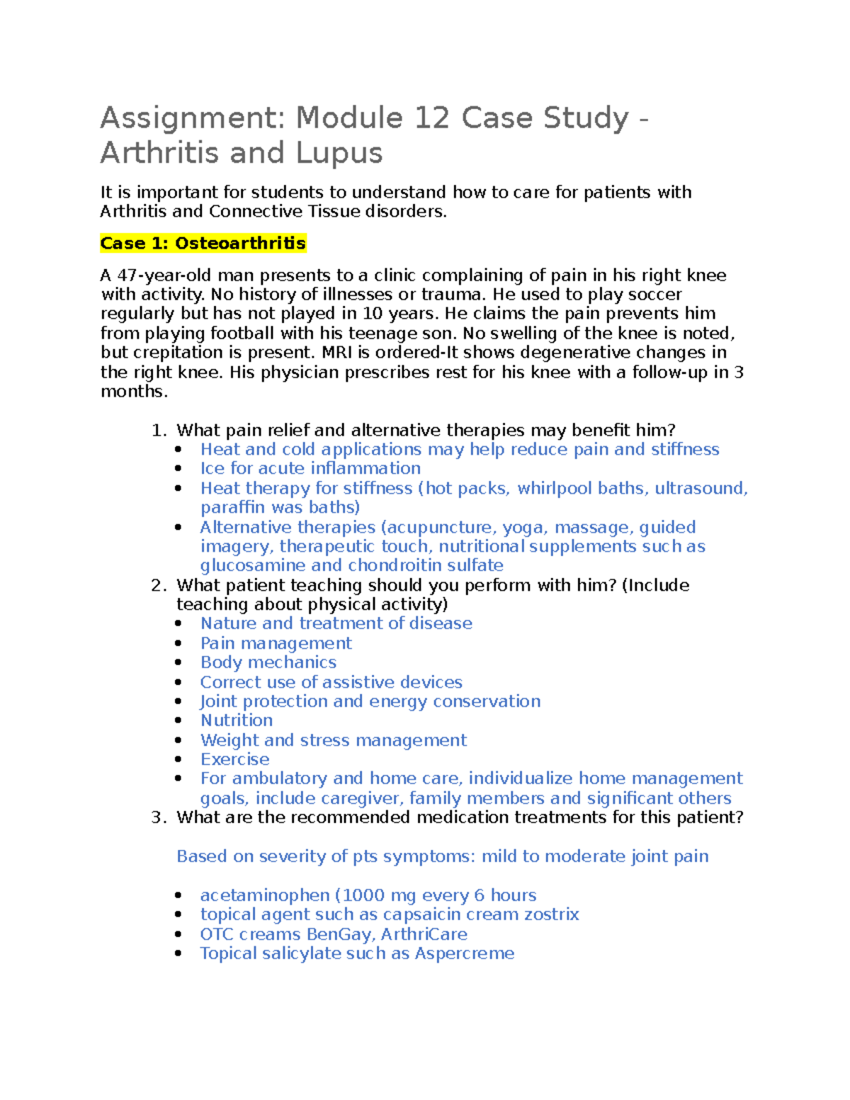 case study arthritis