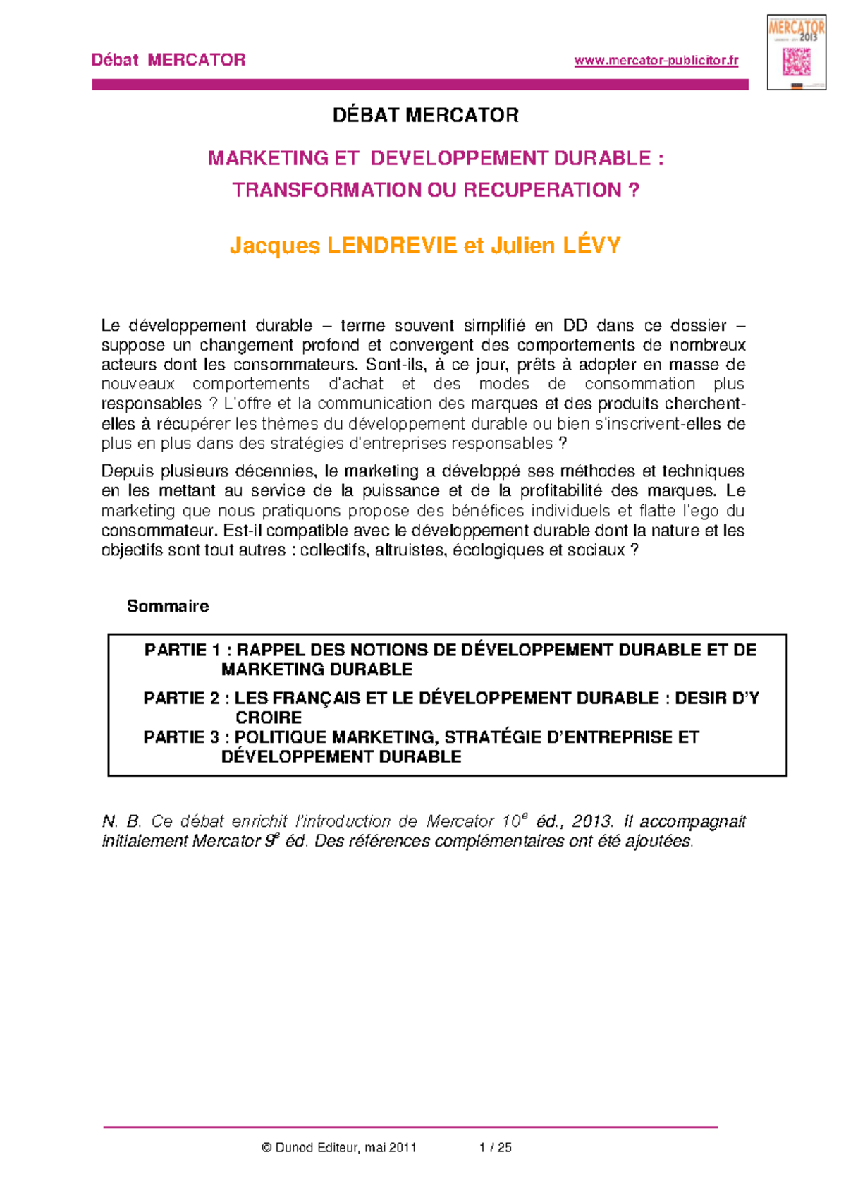 Mercator Théorie Et Pratique Du Marketing Pdf Gratuit developpement et marketing durable - DÉBAT MERCATOR MARKETING ET  DEVELOPPEMENT DURABLE : - Studocu