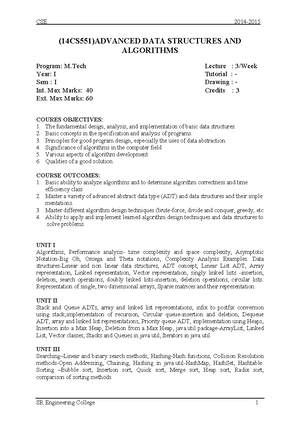 ADSA-total - Lecture notes 1 - UNIT- I Overview of Data Structures ...