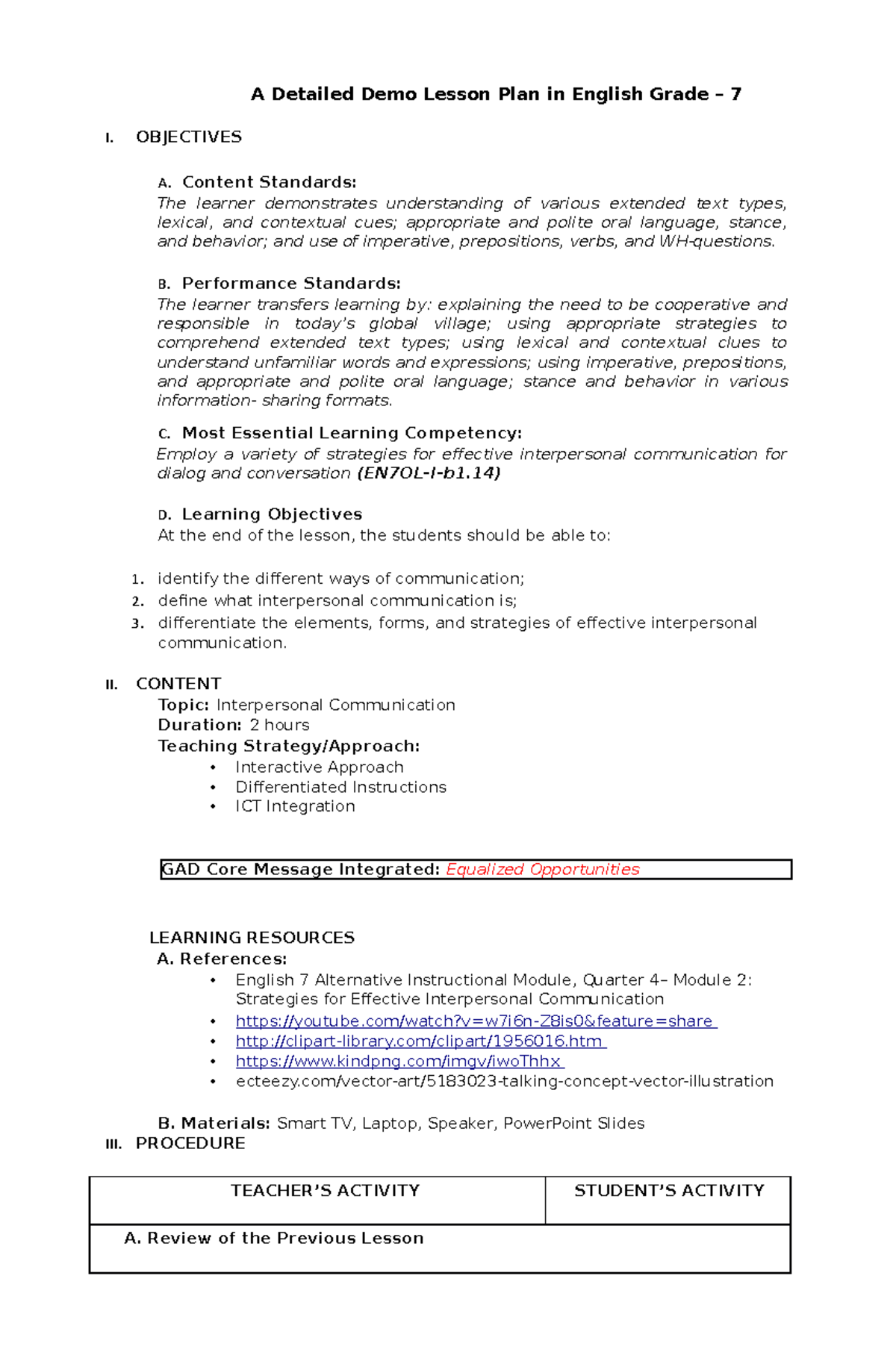 Lesson-Plan-Field Study 2 - A Detailed Demo Lesson Plan in English ...