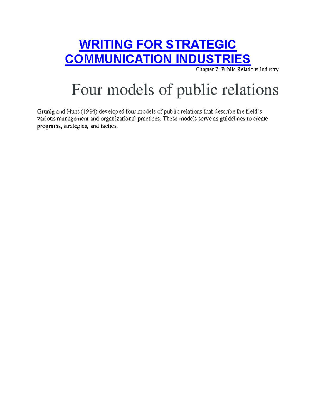 four-models-of-public-relations-these-models-serve-as-guidelines-to