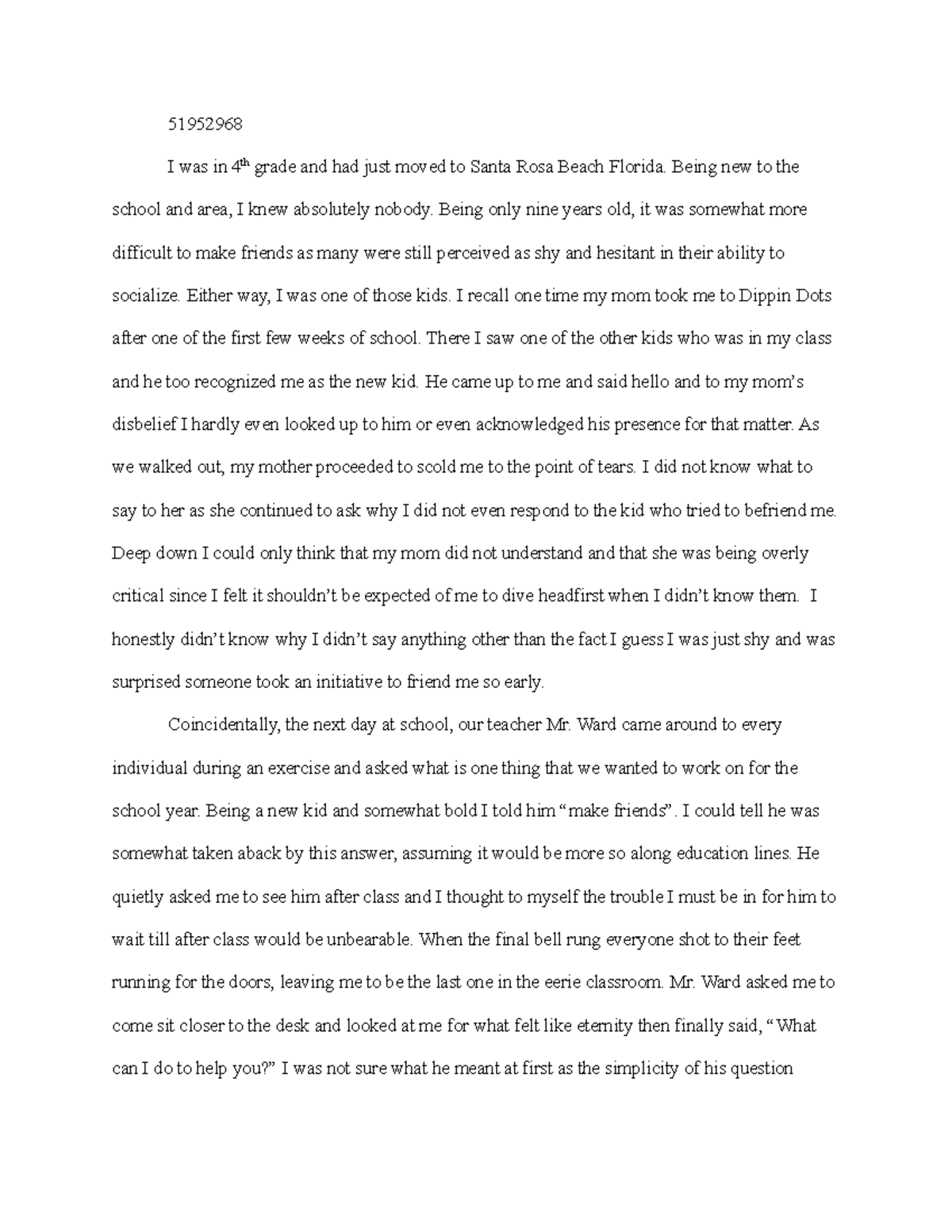 Story 51952968 I Was In 4th Grade And Had Just Moved To Santa Rosa