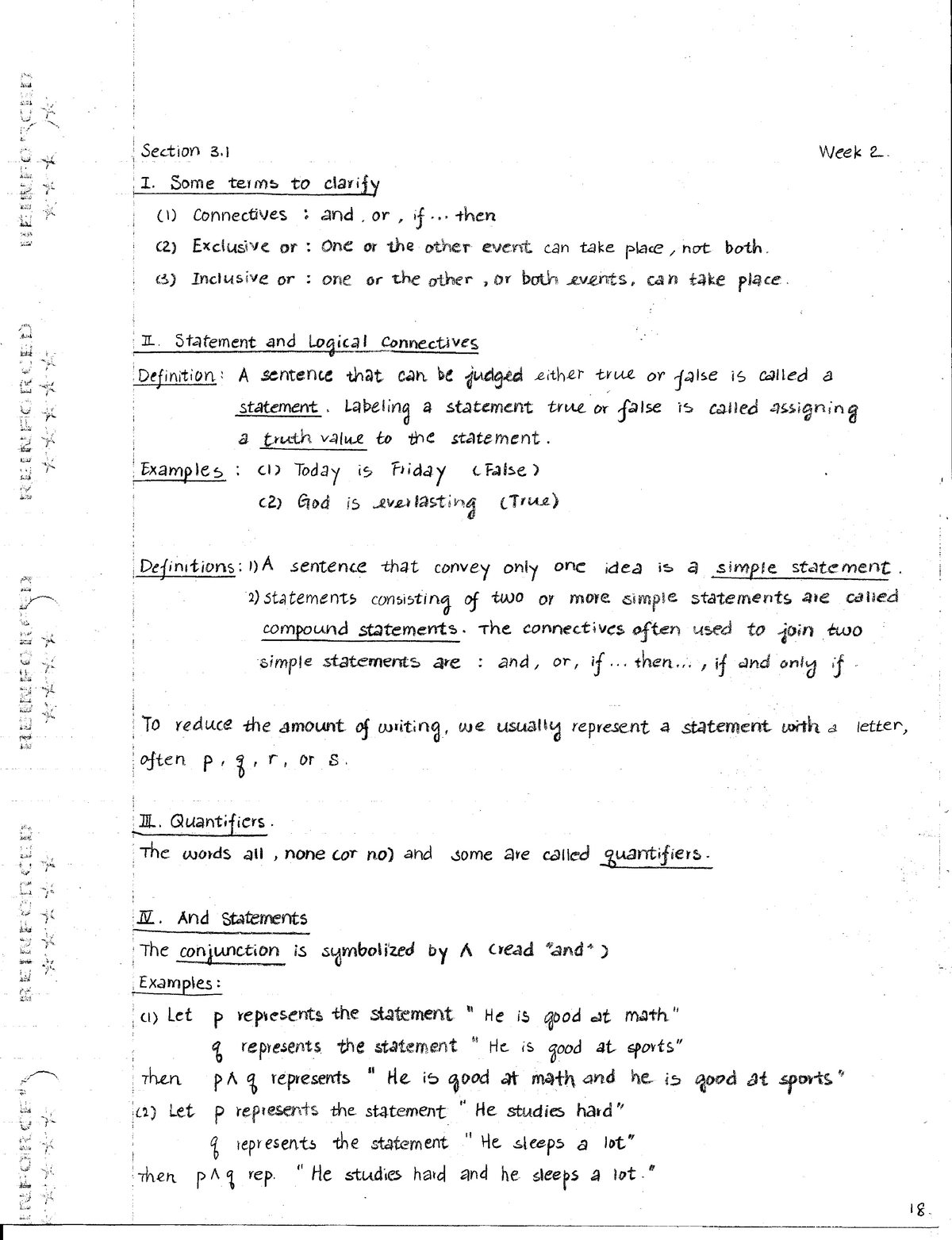 Lecture notes MA115 Logic Word Examples - SedioYl 3 tel to clarify 1 ...