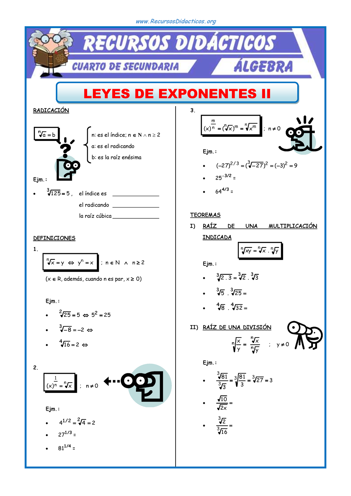 Leyes-de-Exponentes-Radicación-para-Cuarto-de-Secundaria - LEYES DE ...