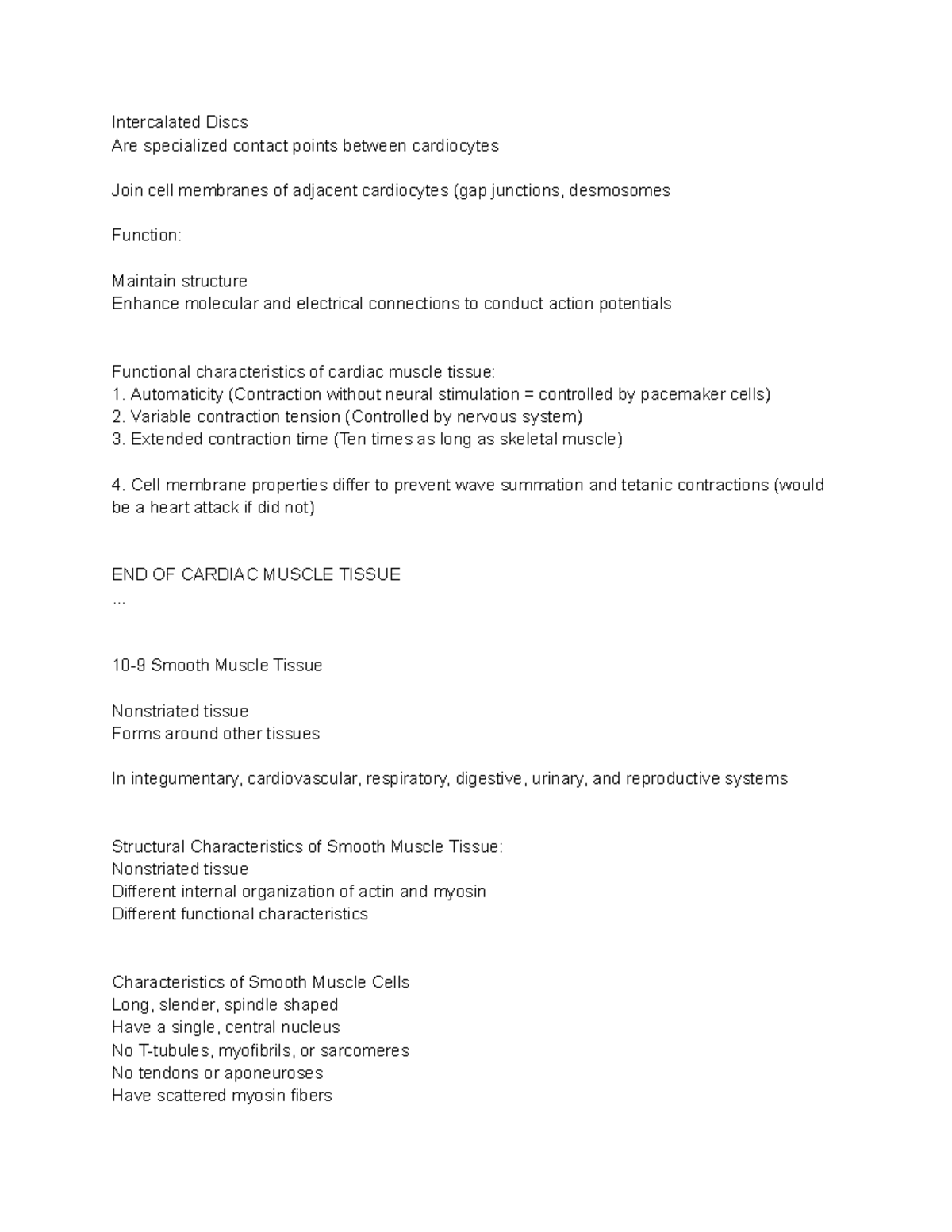 Anatomy 1 (10) - Intercalated Discs Are specialized contact points ...