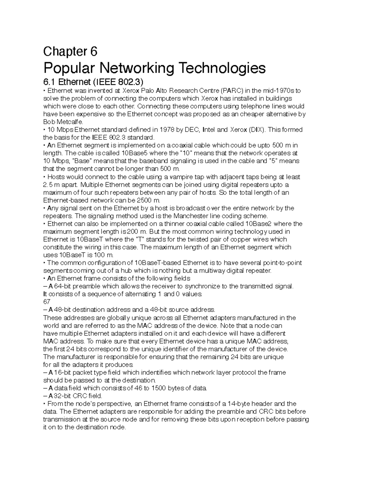 Comm 6 - comm 1500 lecture notes 6 - Chapter 6 Popular Networking ...
