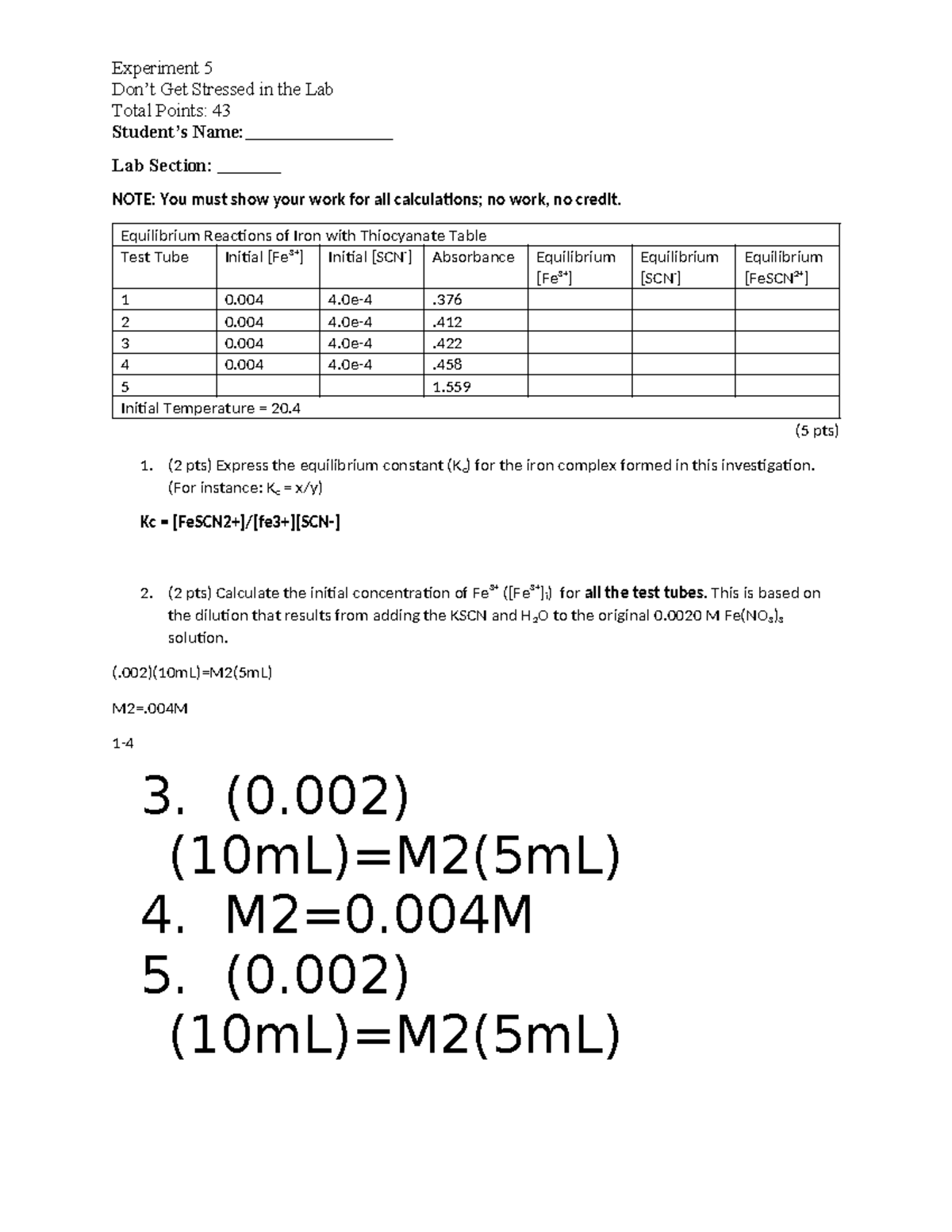 CHEM 110L - Experiment 5 Don't Get Stressed - Don’t Get Stressed in the ...