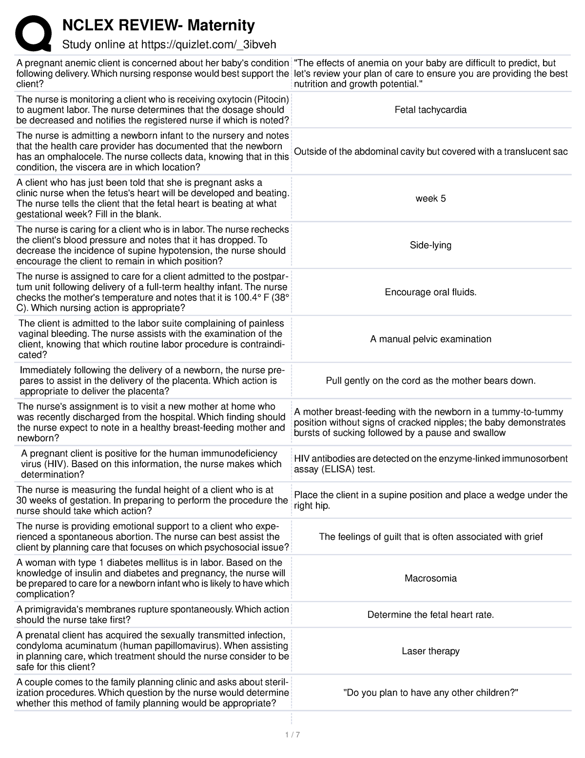 MCN V - ehhehehe - Study online at quizlet/_3ibveh A pregnant anemic ...