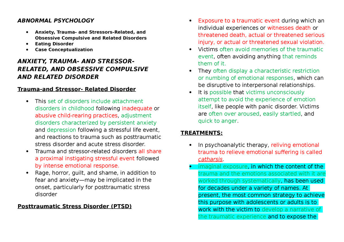 AB PSY - Finals - BS PSYCH - AB PSY - ABNORMAL PSYCHOLOGY Anxiety ...