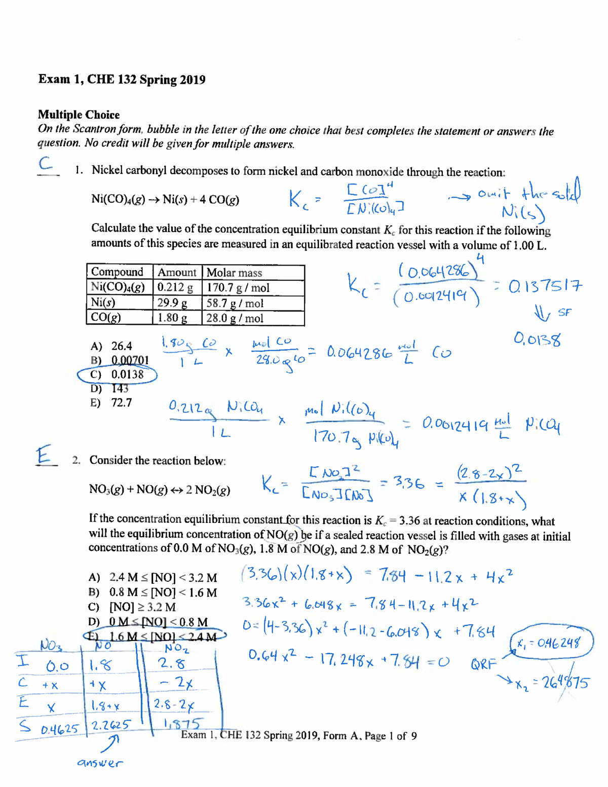 Exam February 19 2019, questions and answers - CHE 132 - SBU - StuDocu