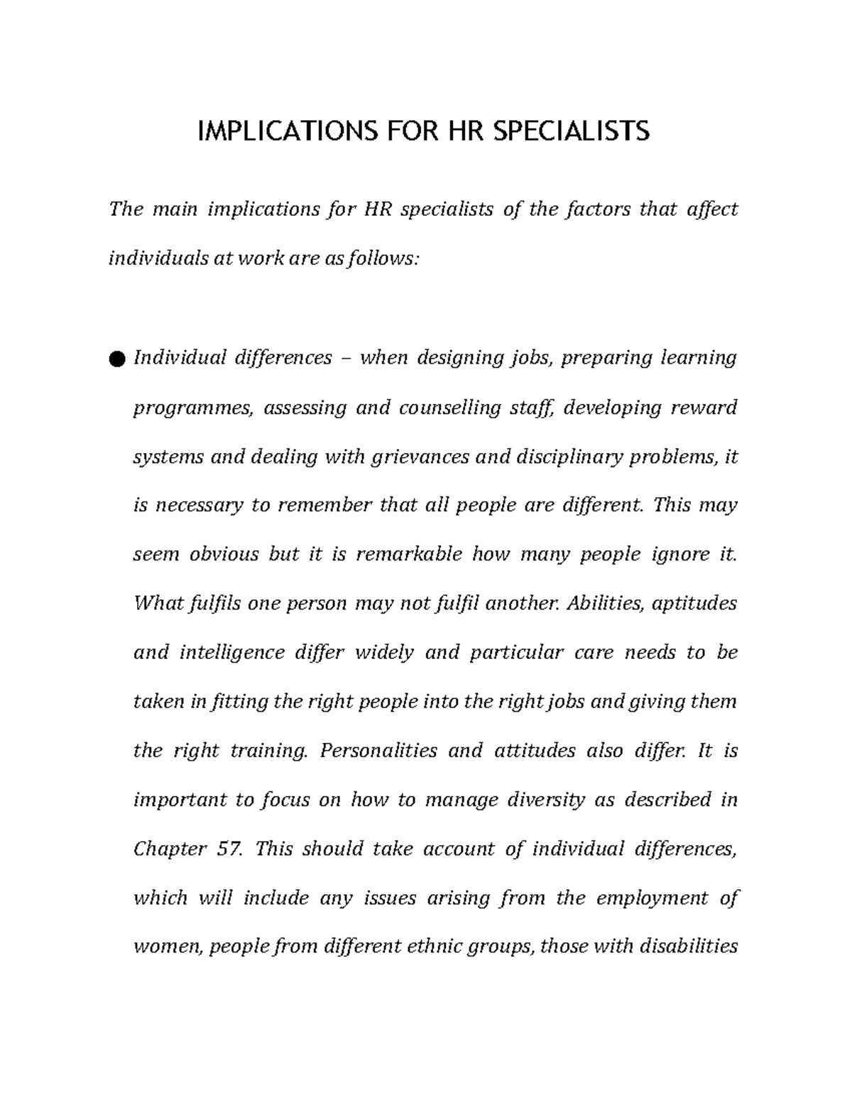 Implications FOR HR Specialists - IMPLICATIONS FOR HR SPECIALISTS The ...