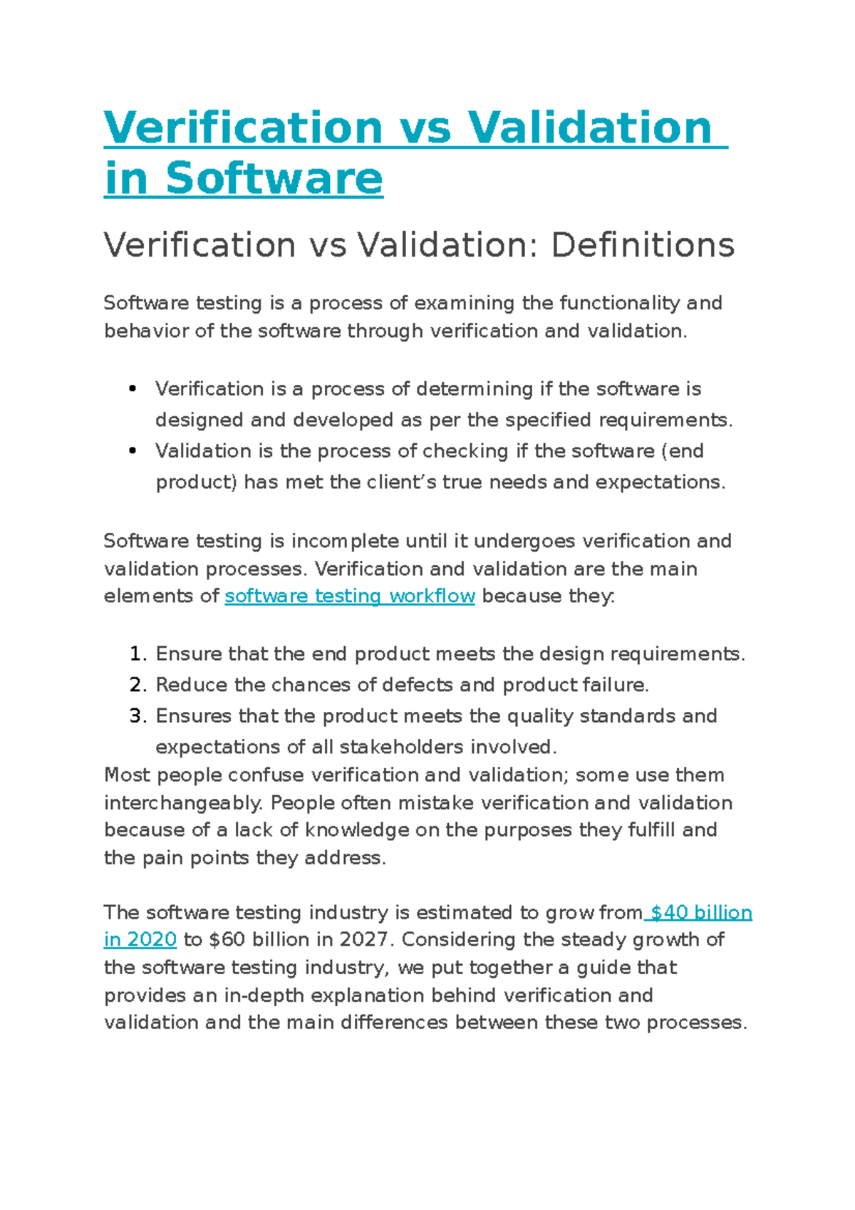 Unit 1 - Verification vs Validation in Software Verification vs ...