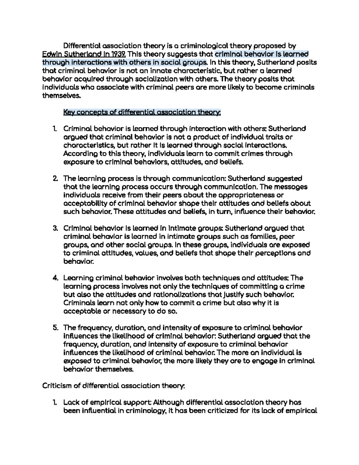 differential association theory SOCS 2300 Studocu