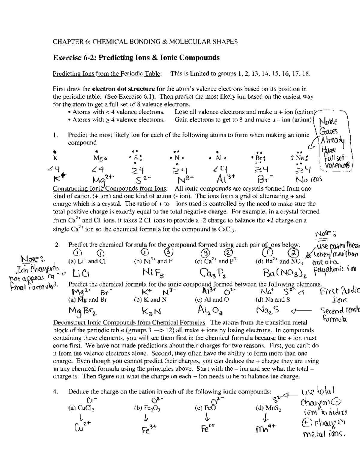 Predicting Ions and Ions compound - CHEM 105 - Studocu