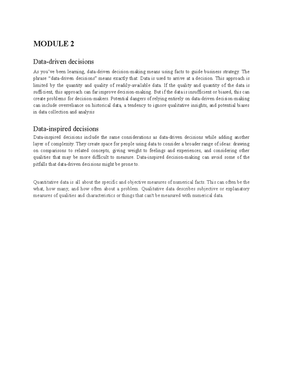 Danotes 4 - Google DA Certification Summary - MODULE 2 Data-driven ...
