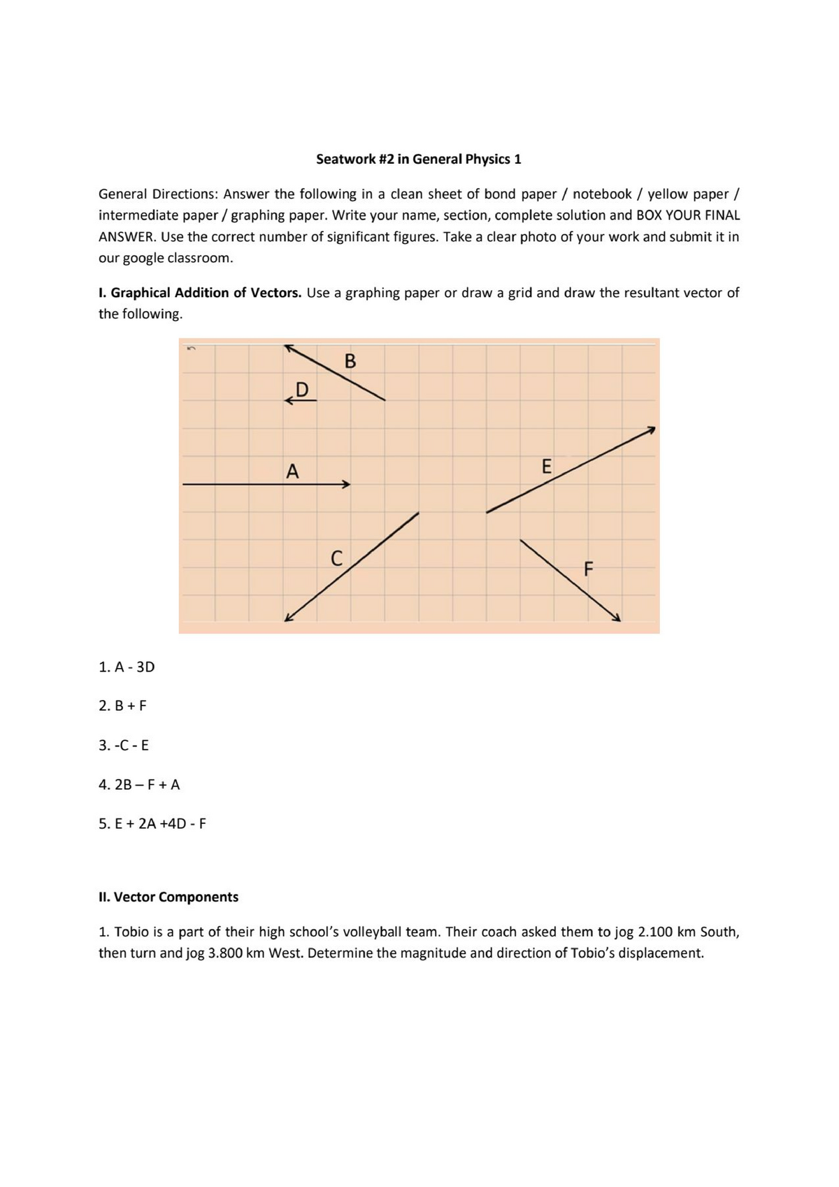 Vectors Physics Exercises W Answers - Bachelor Of Science In Civil ...