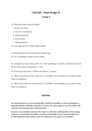 Plant Design Group Solutions 2 - Principles of plant design 2 - Studocu