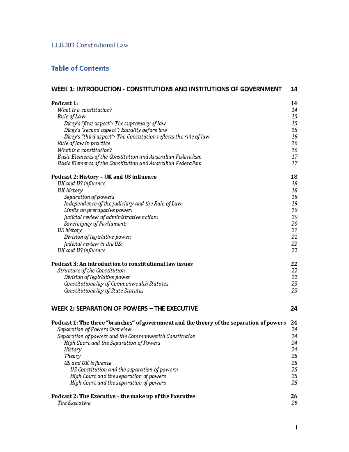 LLB203 Constitutional Law Exam Notes - LLB203 Constitutional Law Table ...