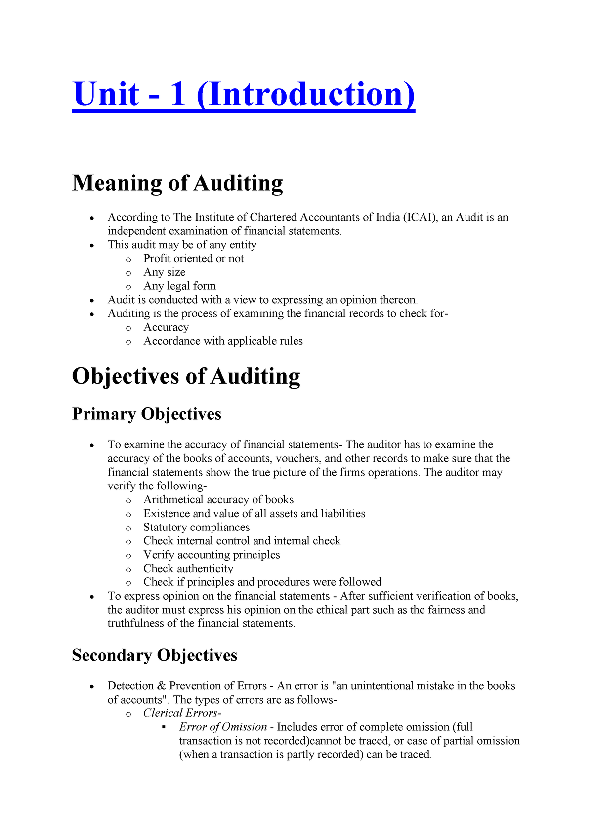 meaning of auditing coursework