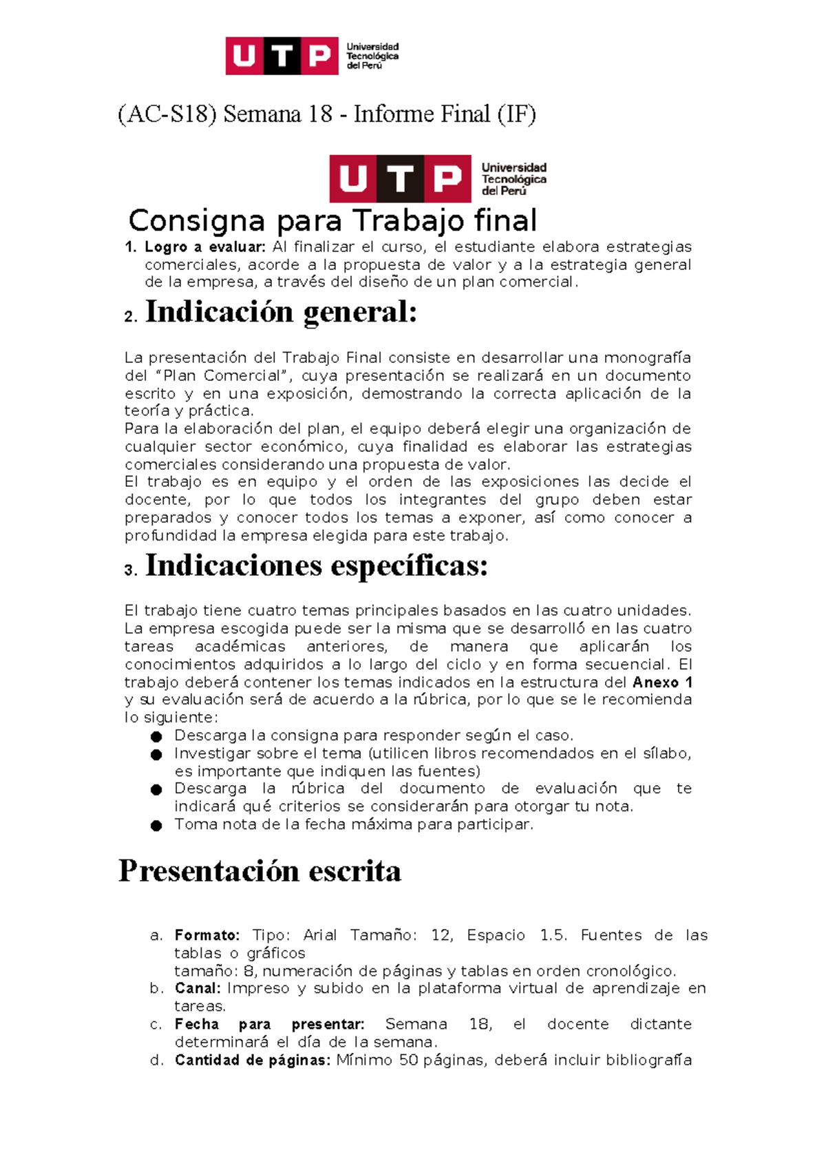 Ac S Semana Informe Final If Direccion Comercial Ac