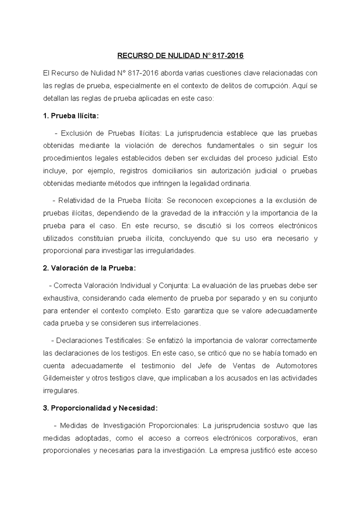 Recurso DE Nulidad N - Análisis De Sentencia Teniendo En Cuenta La ...