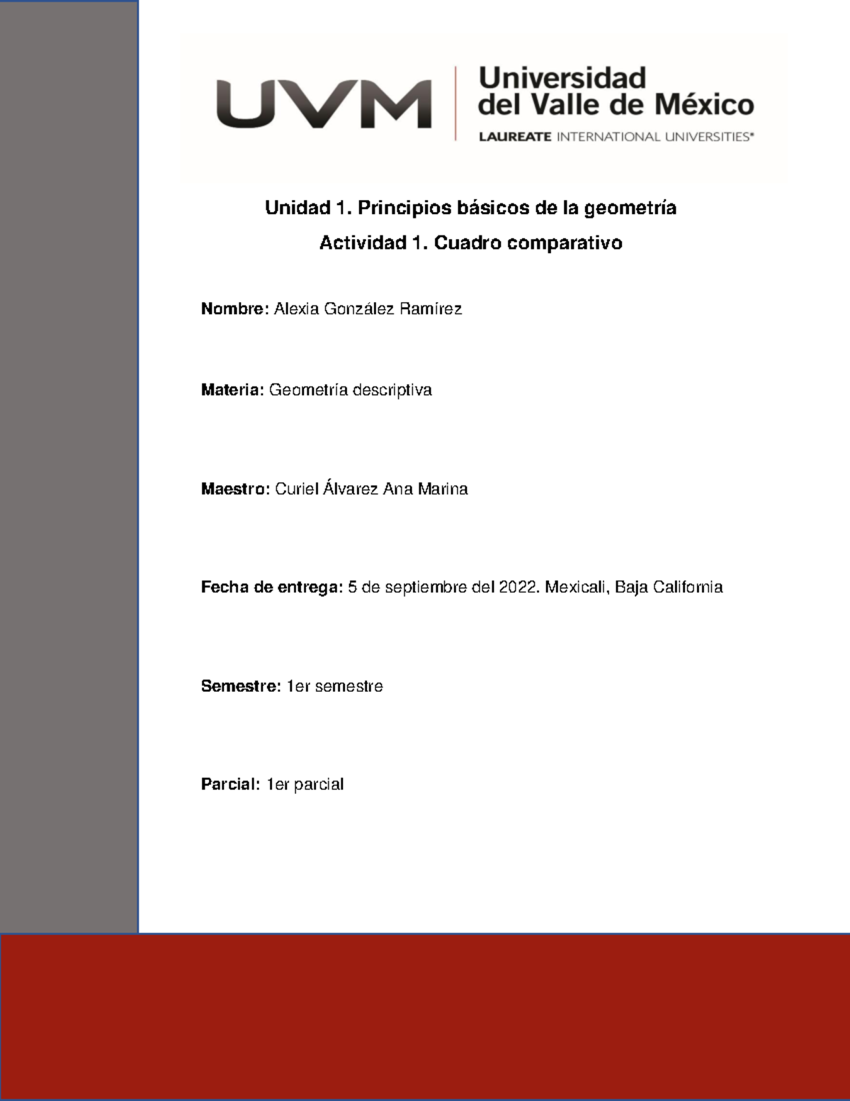 A Agr Actividad Unidad Principios B Sicos De La Geometr A Actividad Cuadro