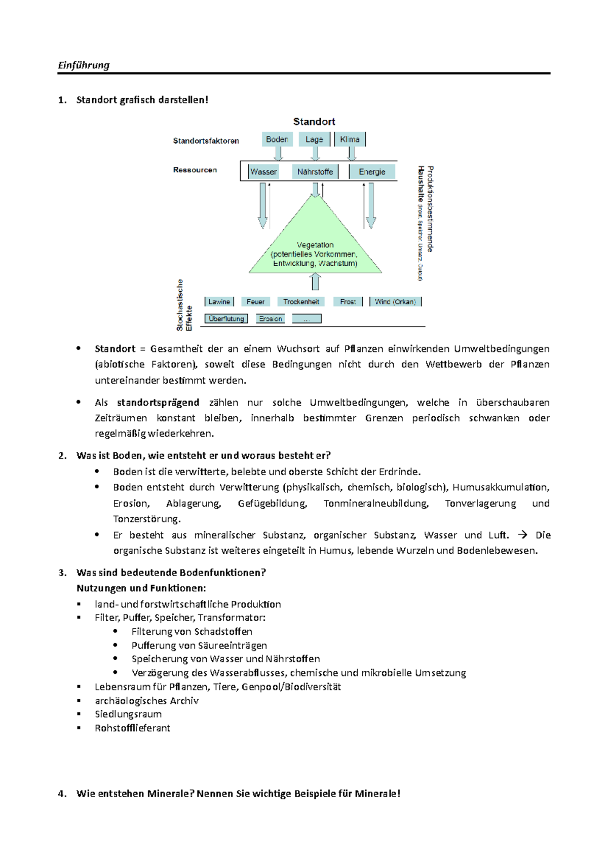 Standortkunde I - Zusammenfassung - 1. Standort grafisch darstellen ...