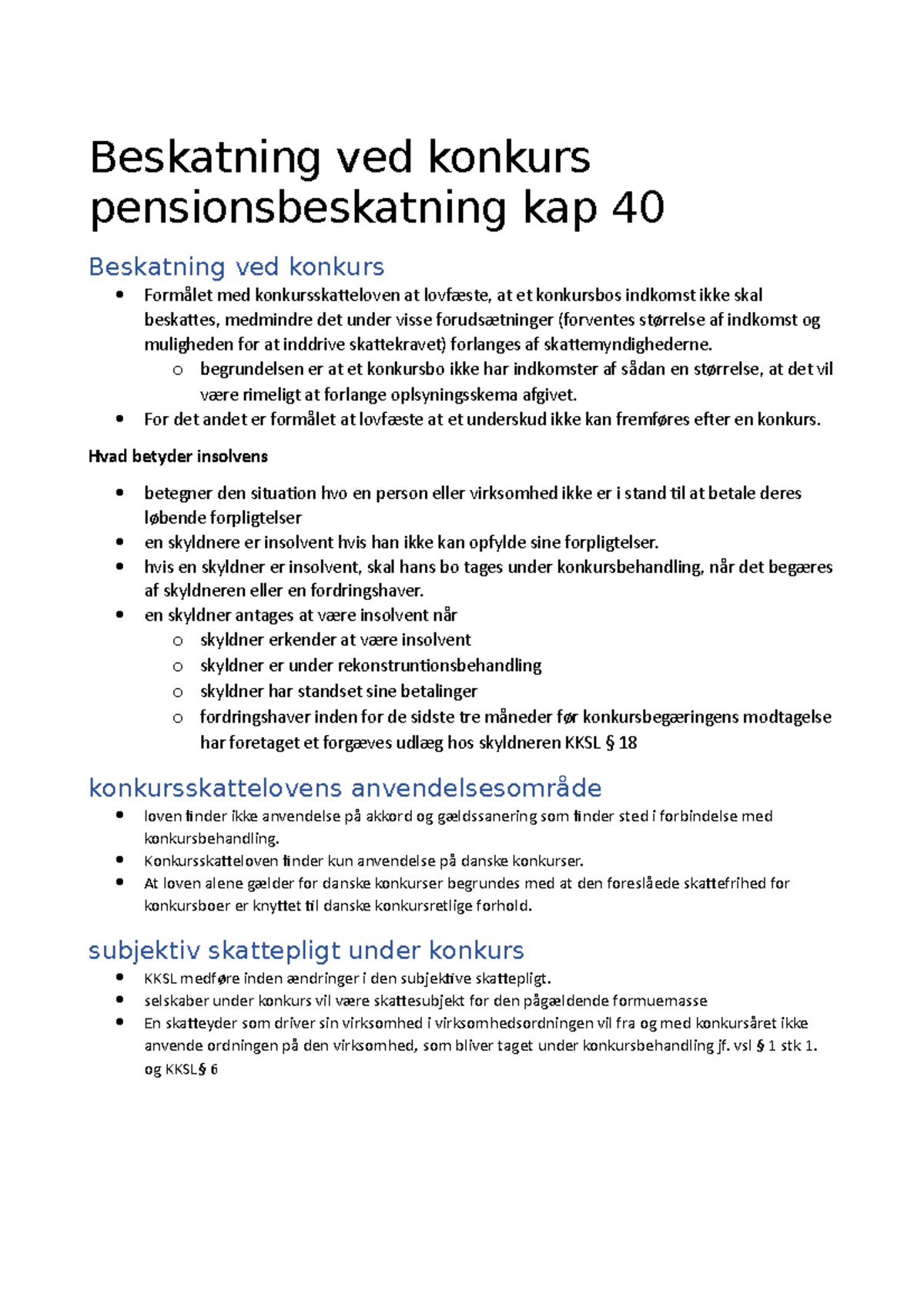 Konkurs Beskatning - Beskatning Ved Konkurs Pensionsbeskatning Kap 40 ...