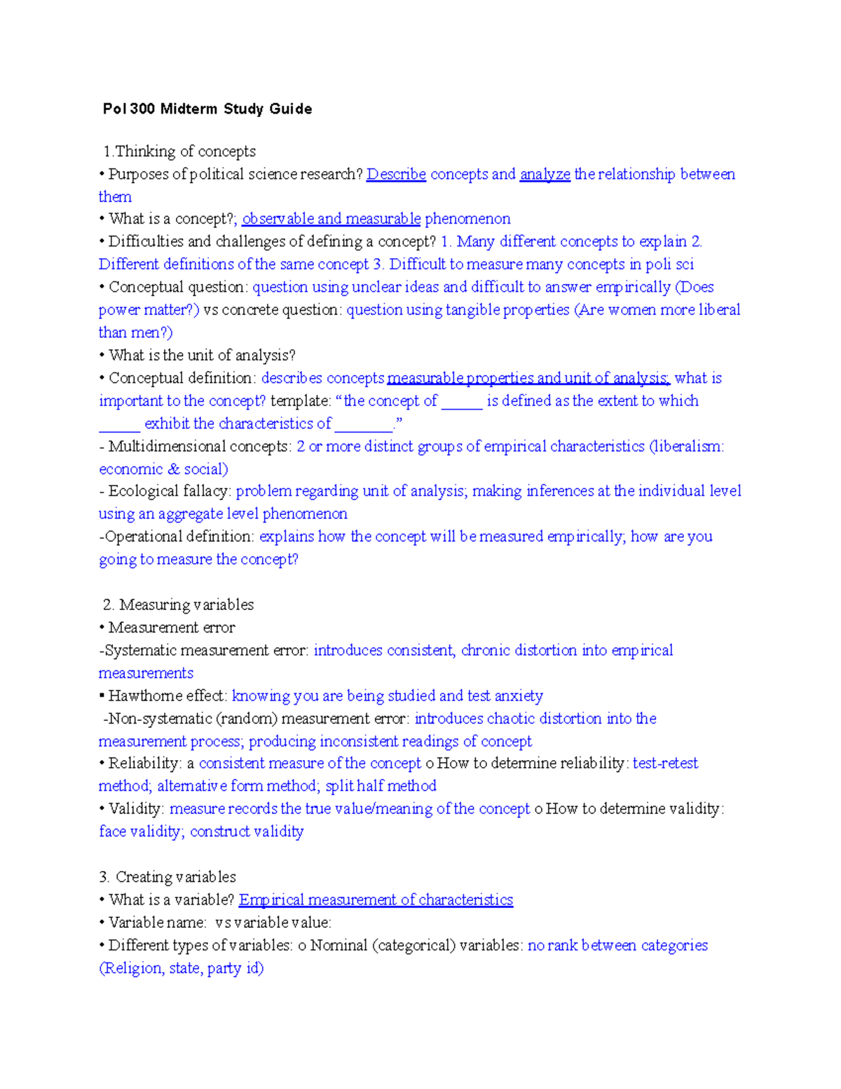 Pol 300 Midterm Study Guide - Pol 300 Midterm Study Guide 1 of concepts ...