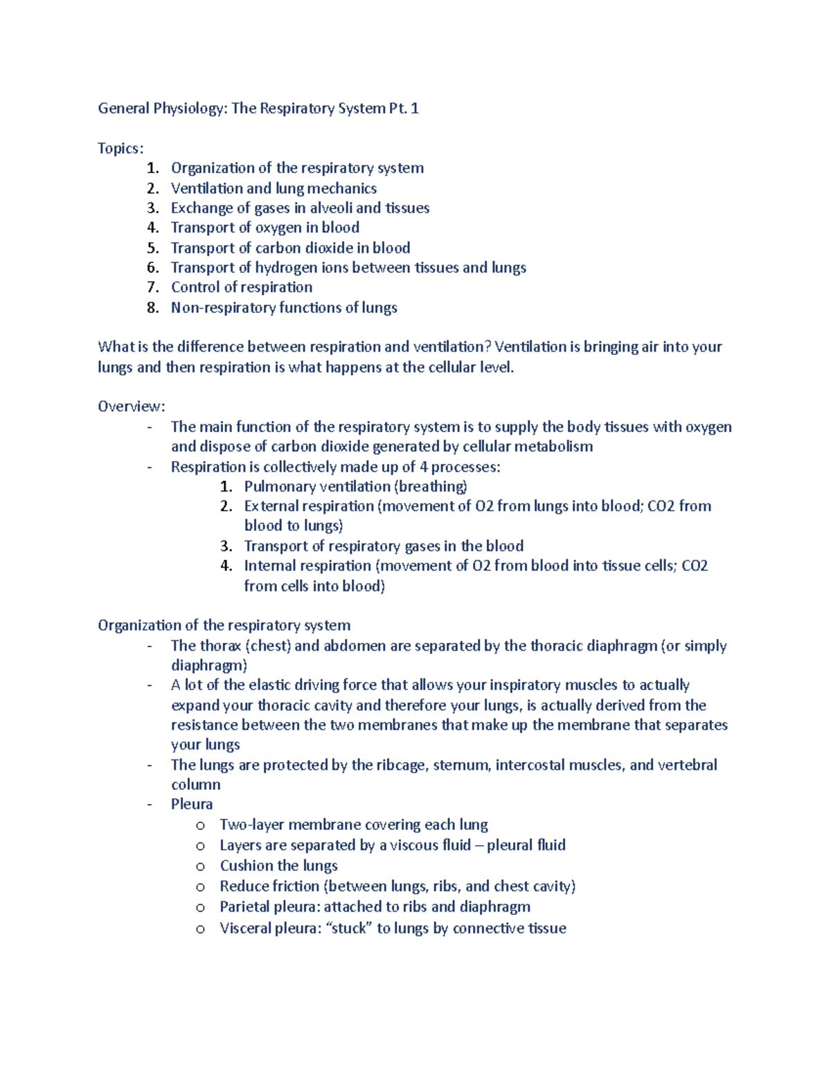 term paper on respiratory physiology