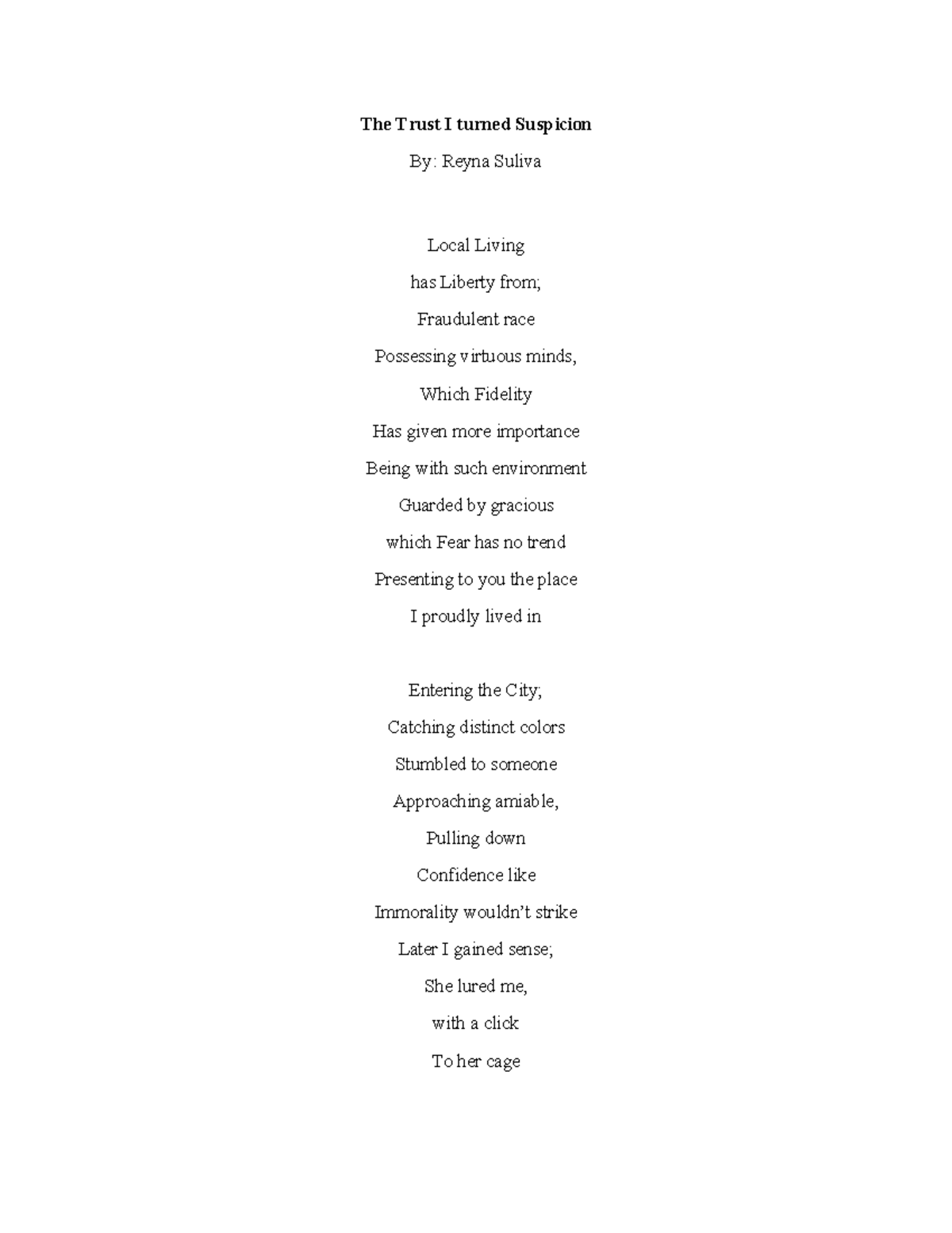 Suliva, Reyna O. BSED-3A (Poem, CNF, Play) - The Trust I turned ...