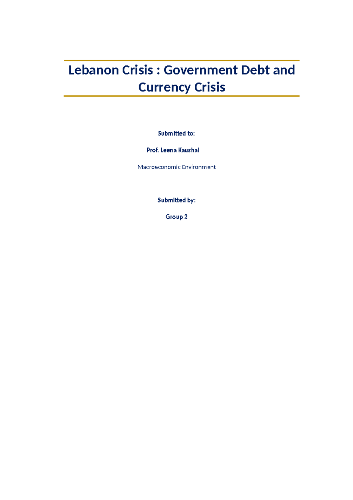 Macroproject - the macroeconomics project - Lebanon Crisis : Government ...