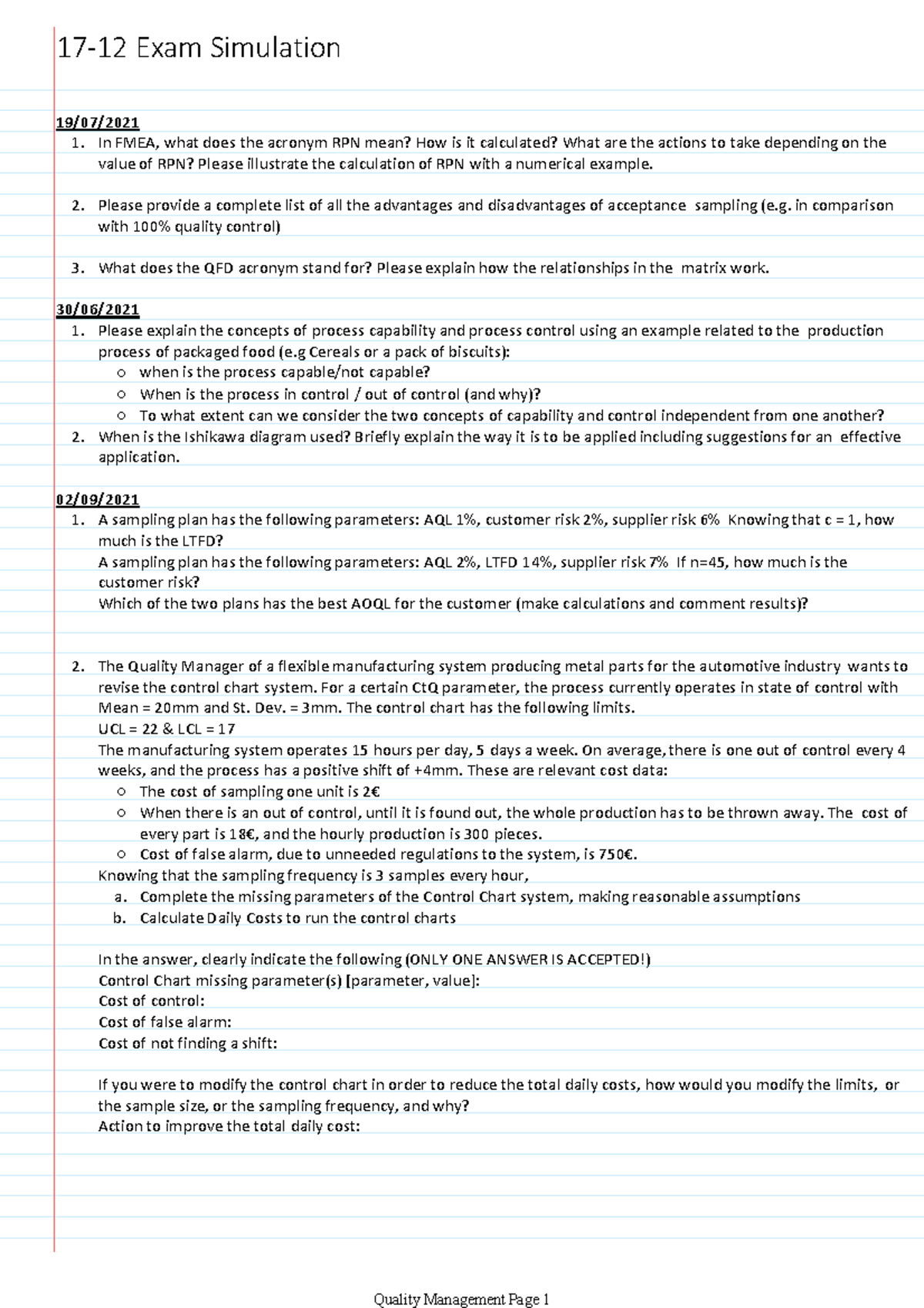 17 12 qm exam simulation 19 07 in fmea what does the acronym rpn 