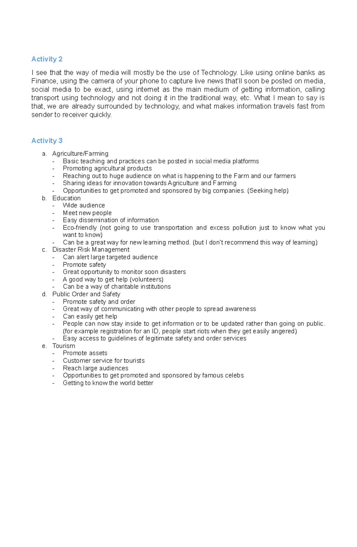 Media and Information Literature Answer Sheet 3 - Activity 2 I see that ...