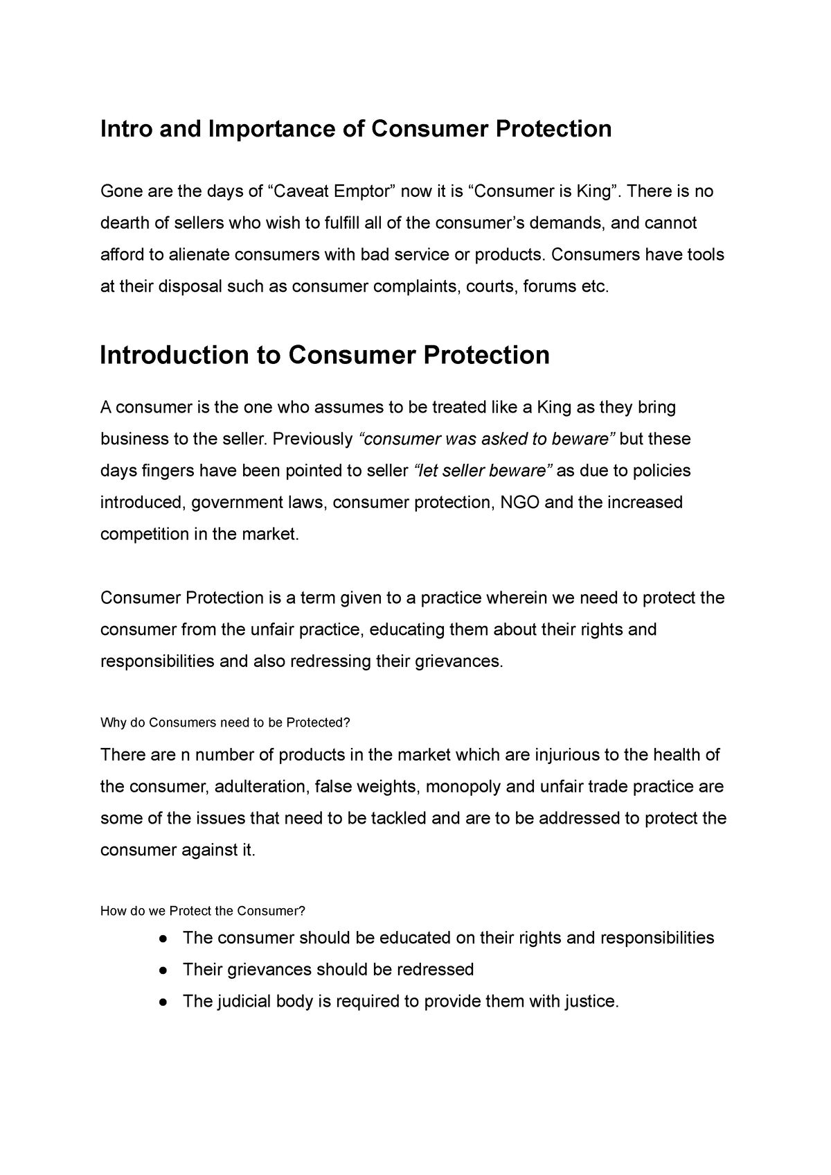 why is consumer protection important essay