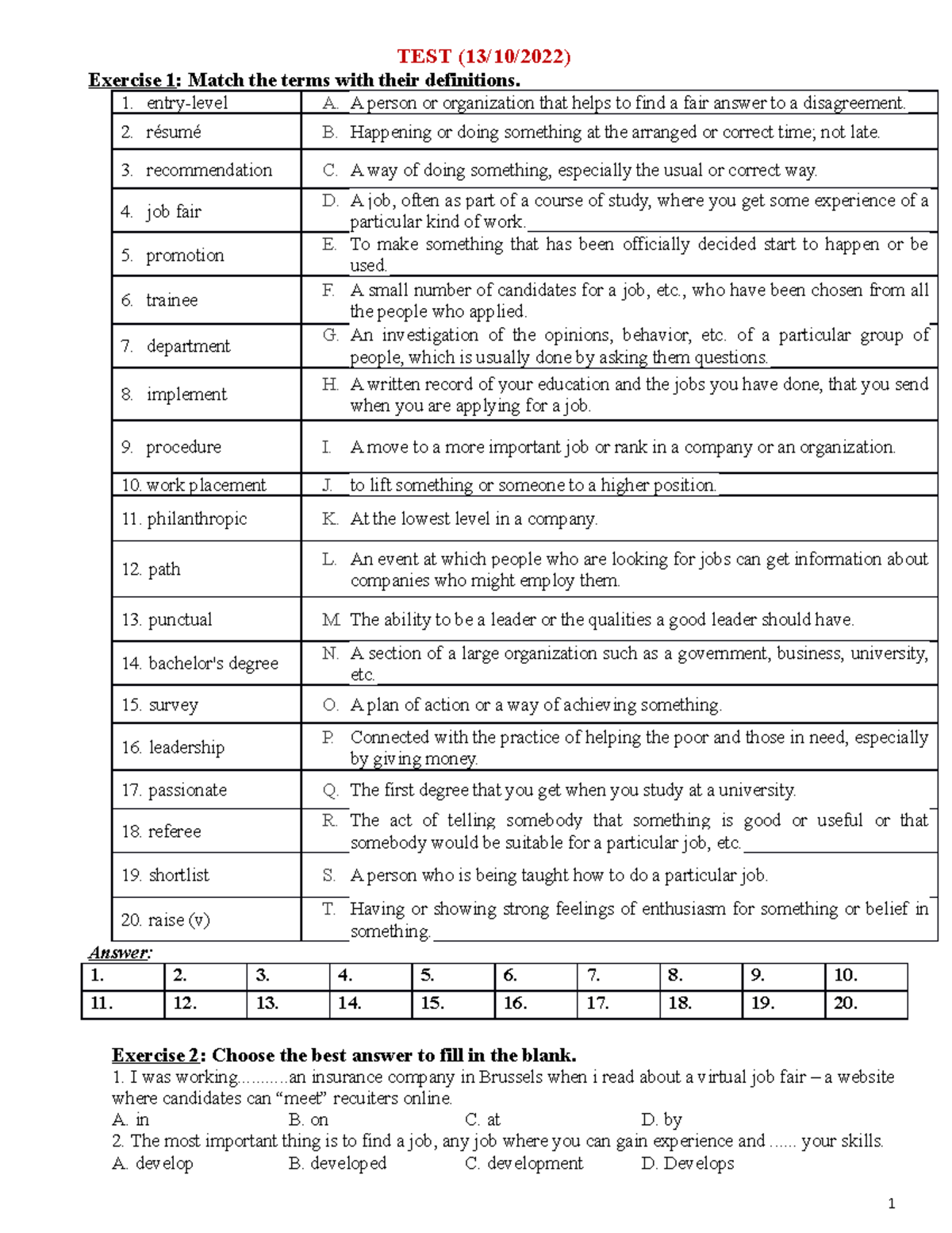 1. TEST (13 10 2022) Group test 3 TEST (13/10/2022) Exercise 1