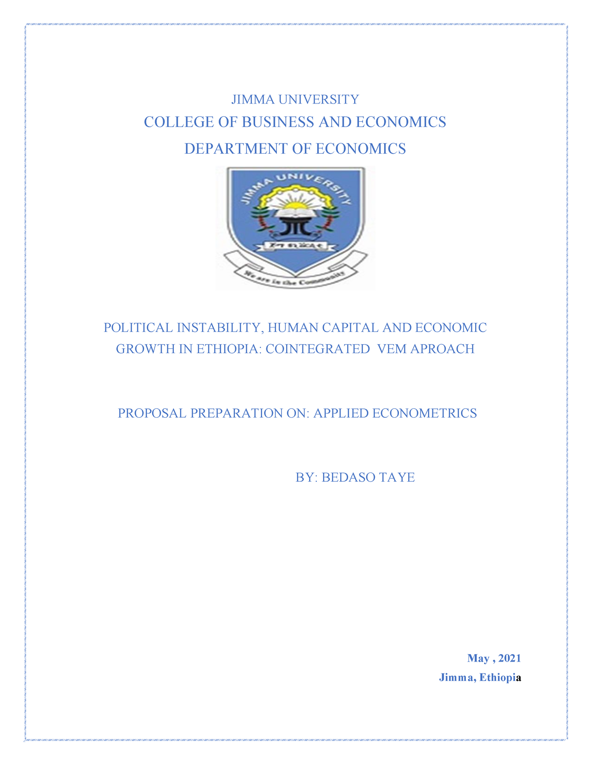 research proposal jimma university