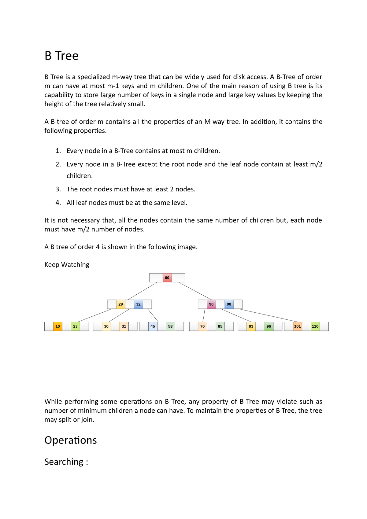 B Tree In Data Structure - B Tree B Tree Is A Specialized M-way Tree ...