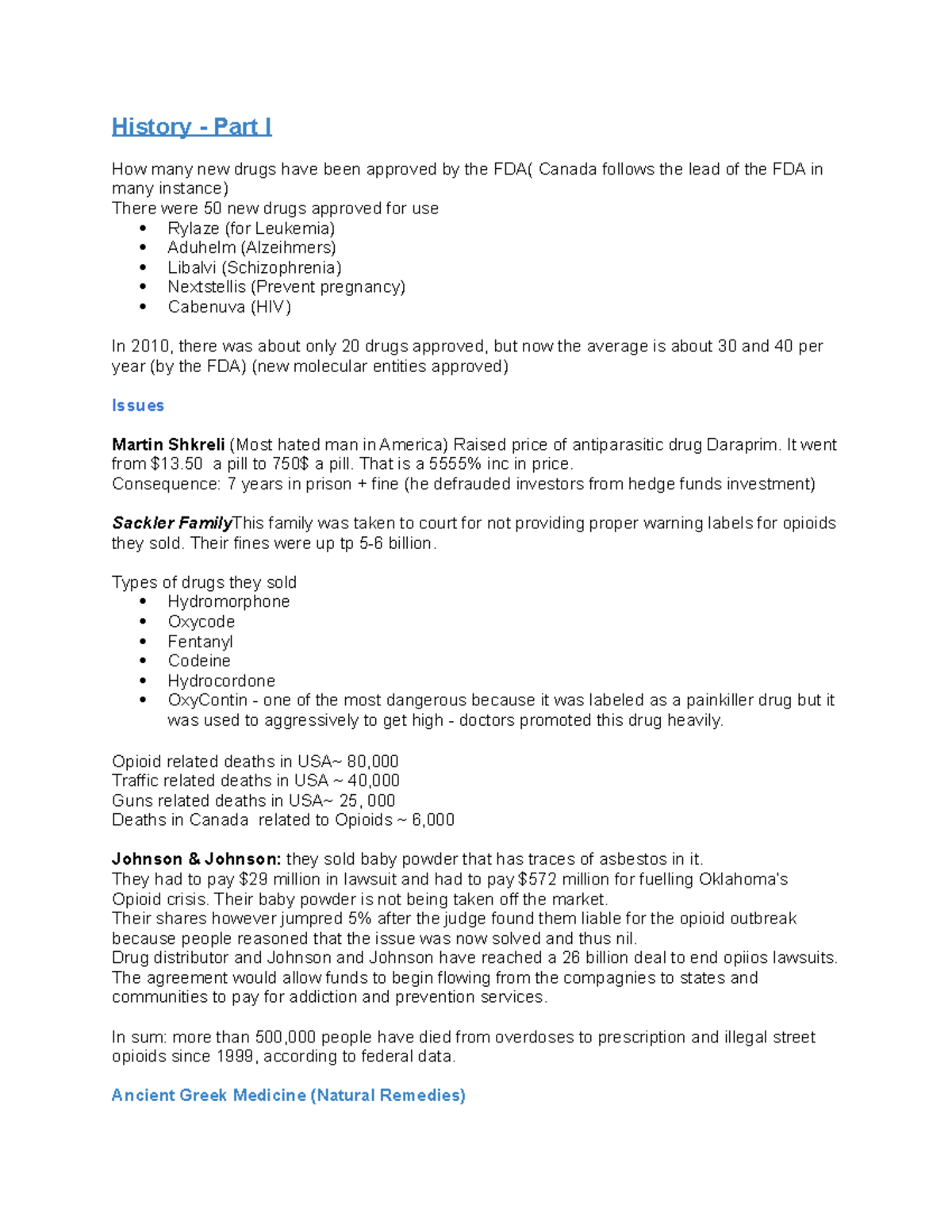 Chem183 - Lecture Notes - History - Part I How Many New Drugs Have Been ...